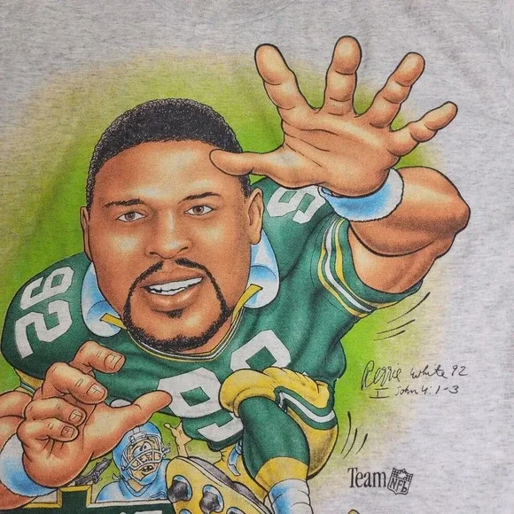Vintage Reggie White Green Bay Packers Shirt Xplosion Caricature 1994 Size Large - Picture 7 of 14